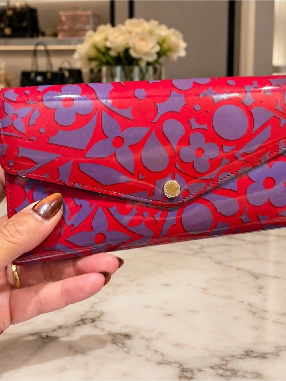 Louis Vuitton LTD ED Sarah Patent Vernis IKAT continental Wallet